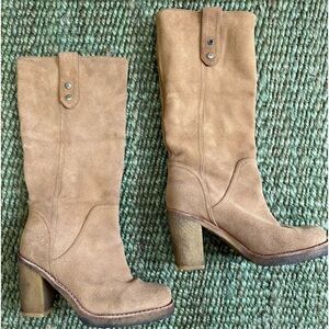 UGG Australia JOSIE Chestnut Convertible Cuff Suede High Heel Boots Size 6
